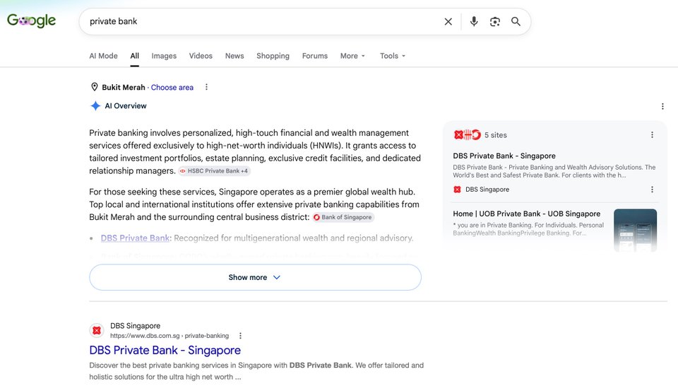 Split view comparing Google SERP rank and AI visibility metrics